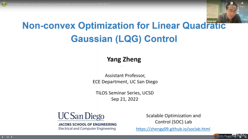 TILOS Seminar: Non-convex Optimization for Linear Quadratic Gaussian ...
